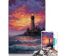 Lighthouse at Sunset Puzzles for Teenagers Teens 1000pc Puzzle,Help The Brain Exercise Addictive Toys to Cultivate Patience A Work of Art (50x75cm)