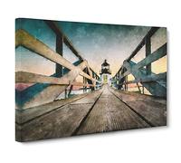Lighthouse At The Piers End Canvas Print | Gallery Wrapped 30mm Frame Wall Art | 24x16 inches | Ready to Hang | Coastal Seascape Picture | Living Room Bedroom Lounge Office
