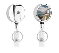 Lighthouse Backdrop Badge Reel Heavy Duty Retractable Nurse Badge Holder Unique Convenient ID Name Card Badges Clip for Office Student Doctor Nurse