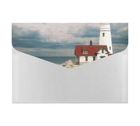 Lighthouse Backdrop File Folder, Plastic Accordion File Folders with 6 Pockets, Expanding File Organizer with Snap Closure, Portable Document Paper Organizer, Office Supplies Filing Folders