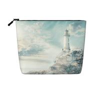 Lighthouse Backdrop Print Fake Hemp Makeup Bag,Makeup Bag,Travel Bag Pouch,Toiletry Bag with Zipper