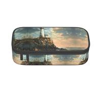 Lighthouse Backdrop Print Pencil Case,Large Capacity Pencil Case,Multi-Purpose Makeup Pouch with Zipper