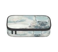 Lighthouse Backdrop Print Pencil Case,Large Capacity Pencil Case,Multi-Purpose Makeup Pouch with Zipper