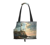 Lighthouse Backdrop Print Pet Tote Bag,Portable Small Dogs Pet Tote Bag For Subway, Walking, Hiking