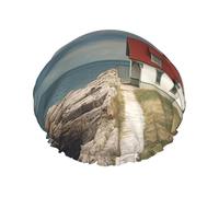 Lighthouse Backdrop Shower Cap for Women Double Layers Thick Hair Caps Reusable Waterproof Bath Caps with Elastic Band Hair Hat Washable Shower Hat for Men Women Spa Salon
