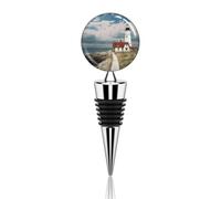 Lighthouse Backdrop Wine Stopper Zinc Alloy - Elegant Vacuum Wine Bottle Stoppers with Silicone Seal, Reusable Bottle Sealer for Champagne, Gifts, Bar, Wedding, Holiday Party