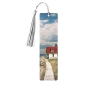 Lighthouse Backdrop Wooden Bookmarks 5 Pcs,Handmade Double-Sided Printed Book Marks Page Markers with Gray Tassels Book Accessories Gift for Book Lovers Women Men