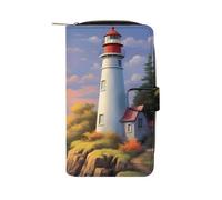 Lighthouse Beach Birds Fashion Wallet Credit Card Holder Slim Coin Pocket Purse Handheld Phone Bags for Women Men 8×4.5×1.5 Inches