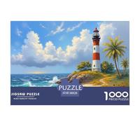 Lighthouse Beach Scene Thick Sturdy Cardboard Excellent Brain Game, Suitable for Improving Mental Flexibility And Focus 38x26cm/1000pcs