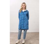 (14, Marine Blue Floral) LightHouse Women's Long Beachcomber Jacket - Ladies 3/4 length Windproof Spring Summer Outdoor Coat with Hood