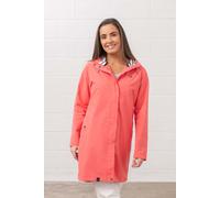 LightHouse Women's Long Beachcomber Jacket - Ladies 3/4 length Windproof Spring Summer Outdoor Coat with Hood - Deep Coral - 24