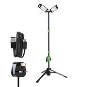 Lighthouse Beacon Rechargeable Site Light AC/DC Power - 240V 10000lm LED Work Light with Rotating Heads & Tripod, Foldable, 3 Lighting Modes, USB Outputs & Included Mains Cord, USB-C Cable & Carry Bag