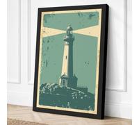 Lighthouse Beacon Vintage Canvas Wall Art Print 18x12 Inch (46 x 30 cm)