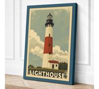 Lighthouse Beacon Vintage Canvas Wall Art Print 24x16 Inch (61 x 41 cm)