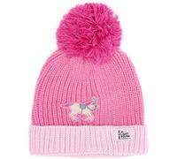 LightHouse Kids Bobbie Warm Bobble Cable Knit Hat - Childrens Winter Outdoor Headwear - Pink Horse - 2-4 Years