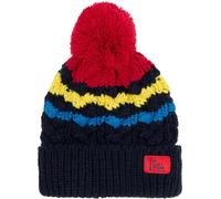 LightHouse Kids Bobbie Warm Bobble Cable Knit Hat - Childrens Winter Outdoor Headwear - Navy Red - 5-10 Years