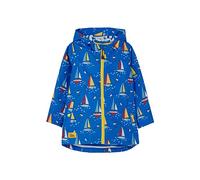 LightHouse Boys Ethan Waterproof Raincoat - Kids Jersey Lined Windproof Spring Summer Outdoor Coat With Hood - Blue Boat Print - 6-7years