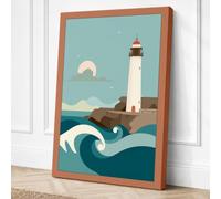 Lighthouse by Moonlight Canvas Wall Art Print 24x16 Inch (61 x 41 cm)