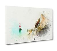 Lighthouse By The Coast Canvas Print | Gallery Wrapped 30mm Frame Wall Art | 30x20 inches | Ready to Hang | Coastal Seascape Picture | Living Room Bedroom Lounge Office