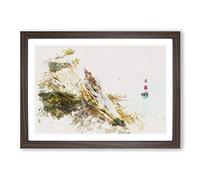 Lighthouse by The Coast Watercolour Framed Print | A2 Walnut Framed Wall Art | Ready to Hang | Modern Cityscape Picture | Living Room Bedroom Lounge Office