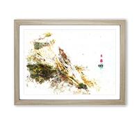 Lighthouse By The Coast Watercolour Modern Framed Print | A2 Oak Framed Wall Art | Ready to Hang | Modern Cityscape Picture | Living Room Bedroom Lounge Office