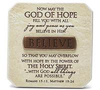 Lighthouse Christian Products Believe All Things are Possible Sandstone 3.75 x 3.75 Cast Stone Bronze Title Bar Plaque