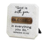 Lighthouse Christian Products Blessed In Everything 3.75 Inch Stone Tabletop Easel Sign