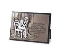 Lighthouse Christian Products Call On You Hammered Bronze Tone 6.5 x 4.5 Inch Cast Stone Sculpture Plaque Praying Woman