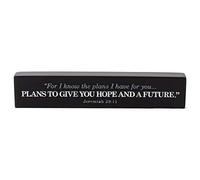 Lighthouse Christian Products His Plans Give You Hope Matte Black Scripture Bar 7.25 x 1.5 Cast Stone Plaque
