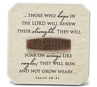Lighthouse Christian Products Hope in The Lord Sandstone 3.75 x 3.75 Cast Stone Bronze Title Bar Plaque