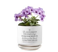 Lighthouse Christian Products Inspirational Herb Succulent Flower Planter Pot 5 x 5.5 Inch Ceramic She Faced The Mountain Before