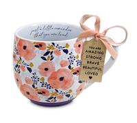 Lighthouse Christian Products Kindness Collective Inspirational Affirmation Coffee Cup, Floral Mug with Encouragement Tag, 18 Ounce Ceramic You are Loved