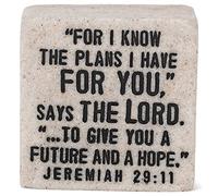 Lighthouse Christian Products Plans For Hope And Future Scripture Block 2.25 x 2.25 Cast Stone Plaque