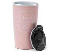Lighthouse Christian Products She Believed She Could So She Did Rose Pink 12 Ounce Ceramic Tumbler Mug