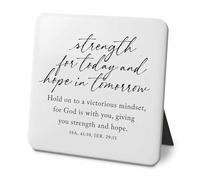 Lighthouse Christian Products Strength Today Hope - 4 x 2 White and Black Tabletop Plaque - Resin Inspirational Sign - Christian Decor Gift