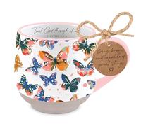 Lighthouse Christian Products Trust God Through It All - 18 ounce Blue and Orange Ceramic Coffee Mug Faith-Inspired Drinkware - Christian Giftware