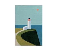 Lighthouse Cliff Red Sun Canvas Poster for Home Decor Gift | Unframe-style, Multiple sizes, Multiple frame styles, Wall Art, Decor Paintings, Office Decor