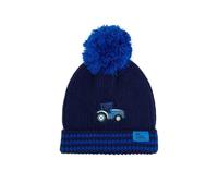LightHouse Kids Bobbie Warm Bobble Cable Knit Hat - Childrens Winter Outdoor Headwear - Blue Tractor - 2-4 Years