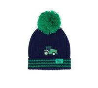 LightHouse Kids Bobbie Warm Bobble Cable Knit Hat - Childrens Winter Outdoor Headwear - Green Tractor - 2-4 Years