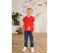 Lighthouse Clothing Boy's Pier Short Sleeve Cotton Polo T-shirt in Dark Red | Size: 3-4 Years Lighthouse Clothing Dark Red 3-4 Years