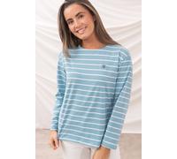 Lighthouse Clothing Causeway Breton Top Long-Sleeved Cotton Stretch Tee In Mid Blue Mid Blue 20