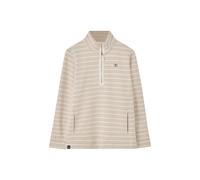 (UK 18, Cream Stripe) LightHouse Womens Shore Sweatshirt - Ladies Warm Half Zip Cotton Top