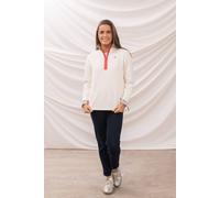 (16, Coconut) LightHouse Womens Shore Sweatshirt - Ladies Warm Half Zip Cotton Top