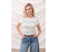 LightHouse Womens Causeway Breton Top - Ladies Long-Sleeved Cotton Stretch Tee - Soft Teal Stripe - 12