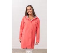 LightHouse Women's Long Beachcomber Jacket - Ladies 3/4 length Windproof Spring Summer Outdoor Coat with Hood - Deep Coral - 14