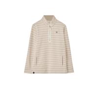 (UK 20, Cream Stripe) LightHouse Womens Shore Sweatshirt - Ladies Warm Half Zip Cotton Top