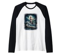 Lighthouse Clouds Ocean Storm Landscape Raglan Baseball Tee