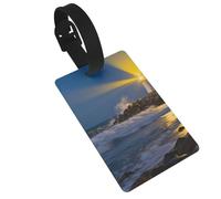 Lighthouse Coast Rock Luggage Tags for Suitcases - Durable PVC ID Tags with Detachable Straps for Travel, Backpack, Golf Bag, Anti-Loss