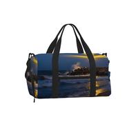Lighthouse Coast Rock Sports Duffel Bag with Shoe Compartment-Lightweight Gym Weekender for Men Women, Waterproof Travel Tote with Wet Pocket