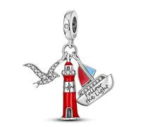 Lighthouse Coast Ship Boat Sea Charm 925 Silver Charm Bracelet Pendant Accessory Gift Sterling Silver